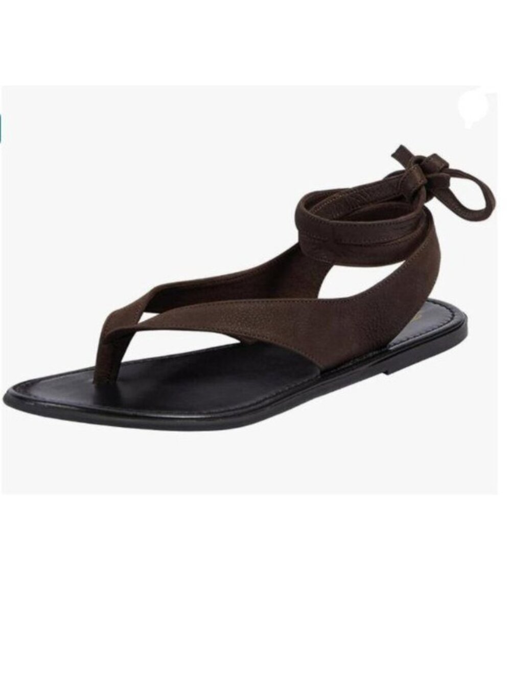 FOWT Dark Brown Split Round Toe Sandals Lace up Strappy Soft Flip Flop Flats